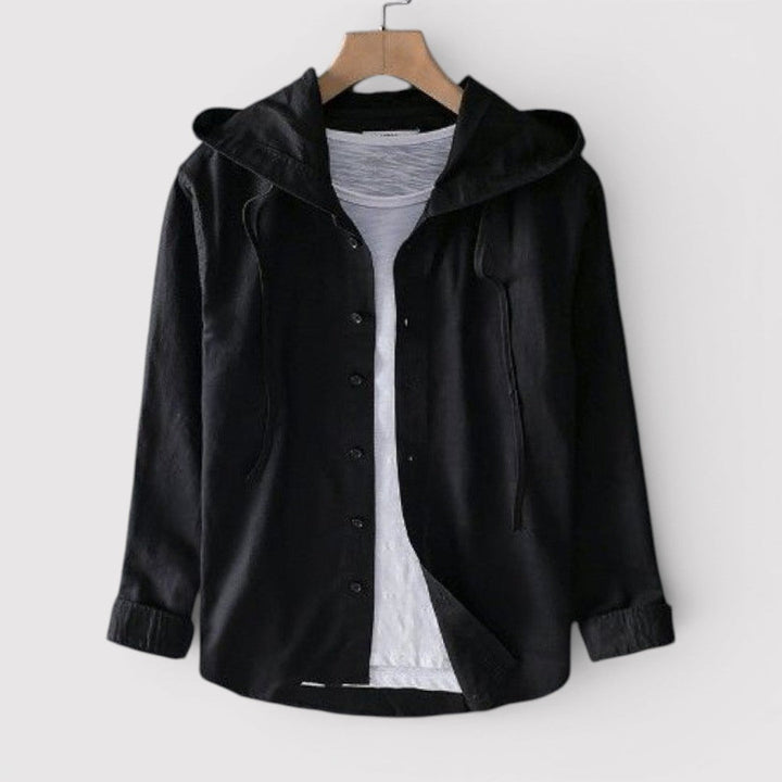 Michael Sydney men's hooded shirt, front view