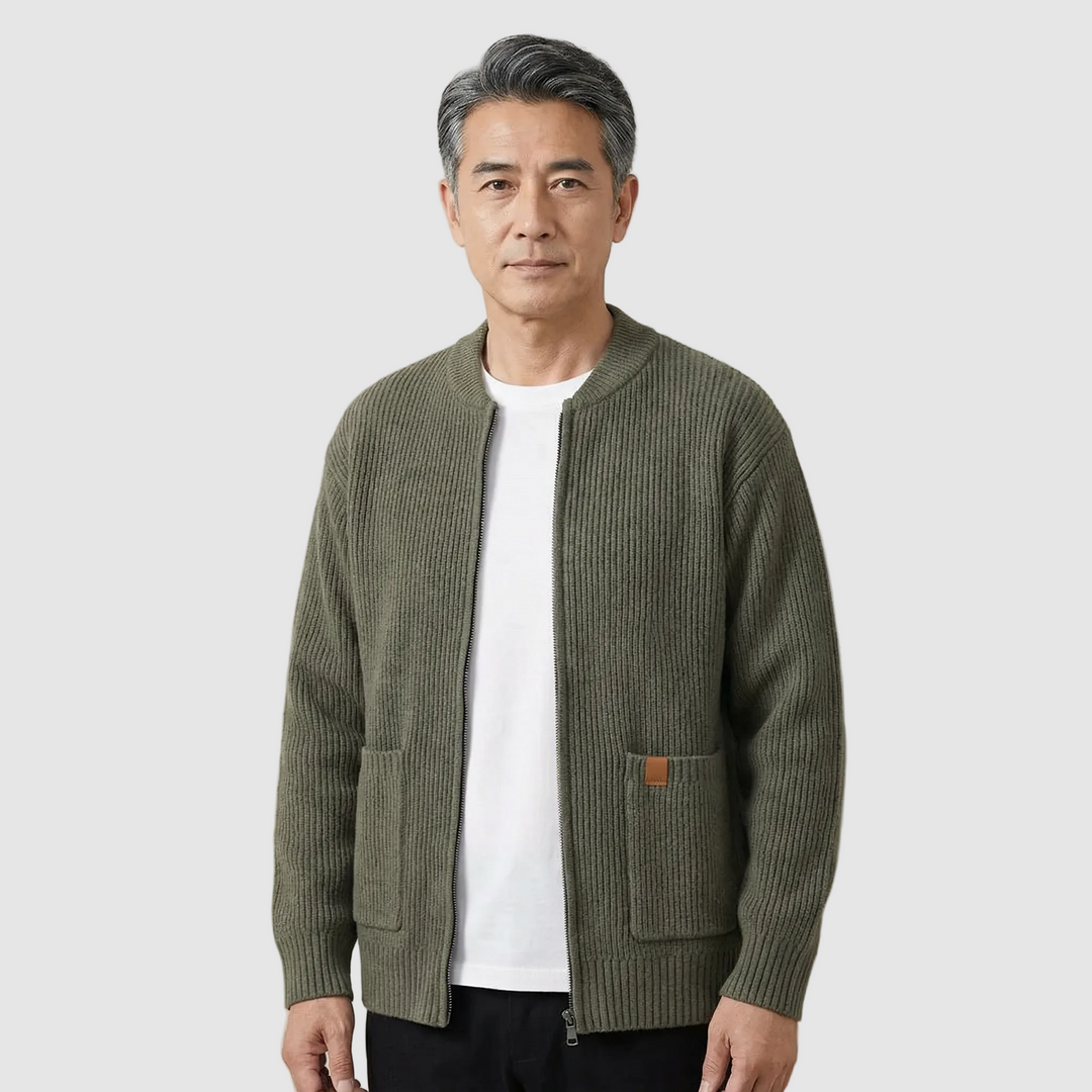 Michael Sydney men's Ribbed cardigan, front view