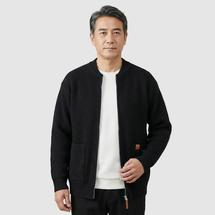 Michael Sydney men's Ribbed cardigan, front view