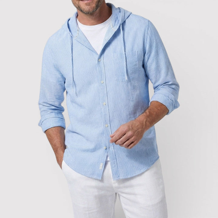 Michael Sydney men's hooded shirt, front view
