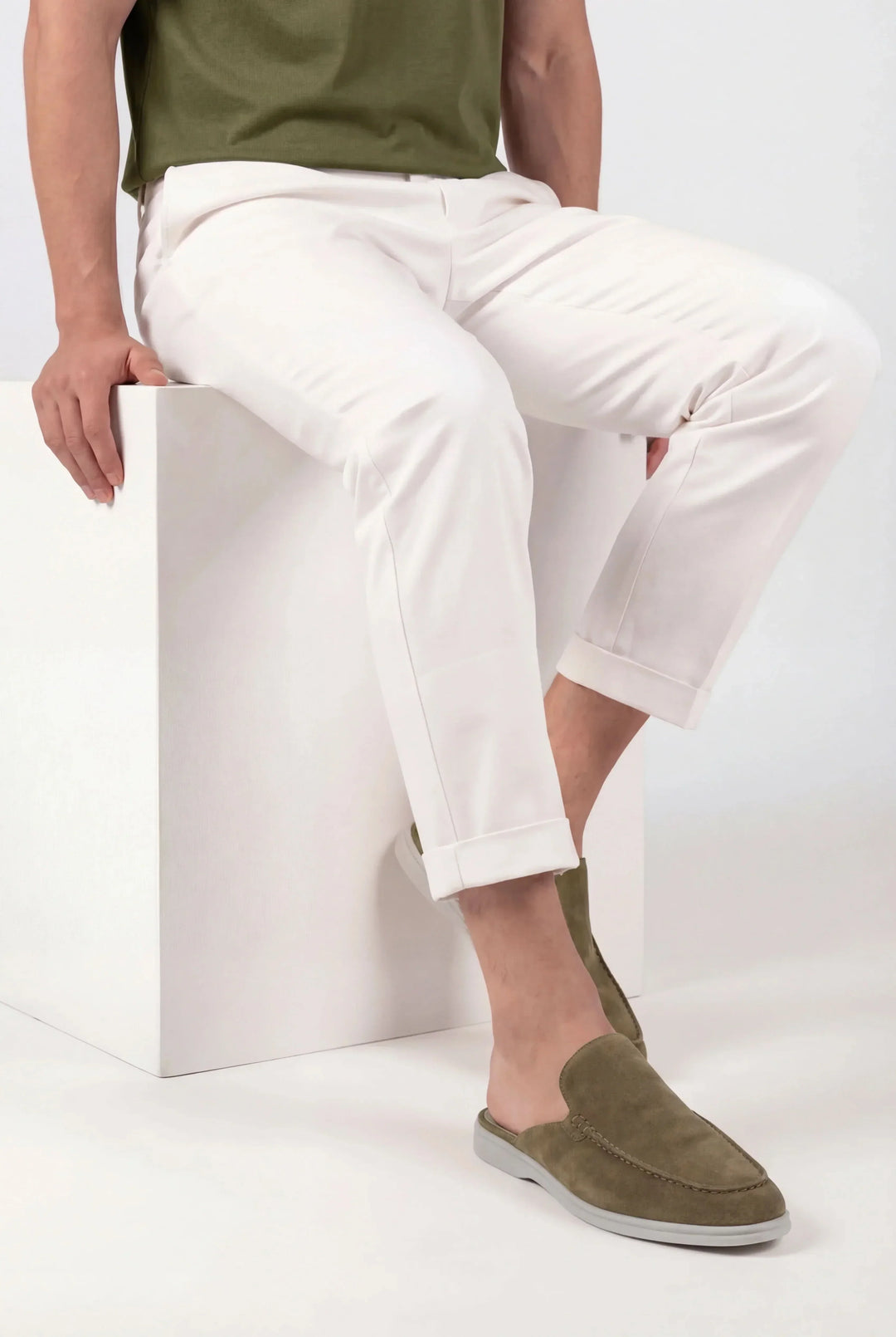 Michael Sydney men's mules Olive, front view