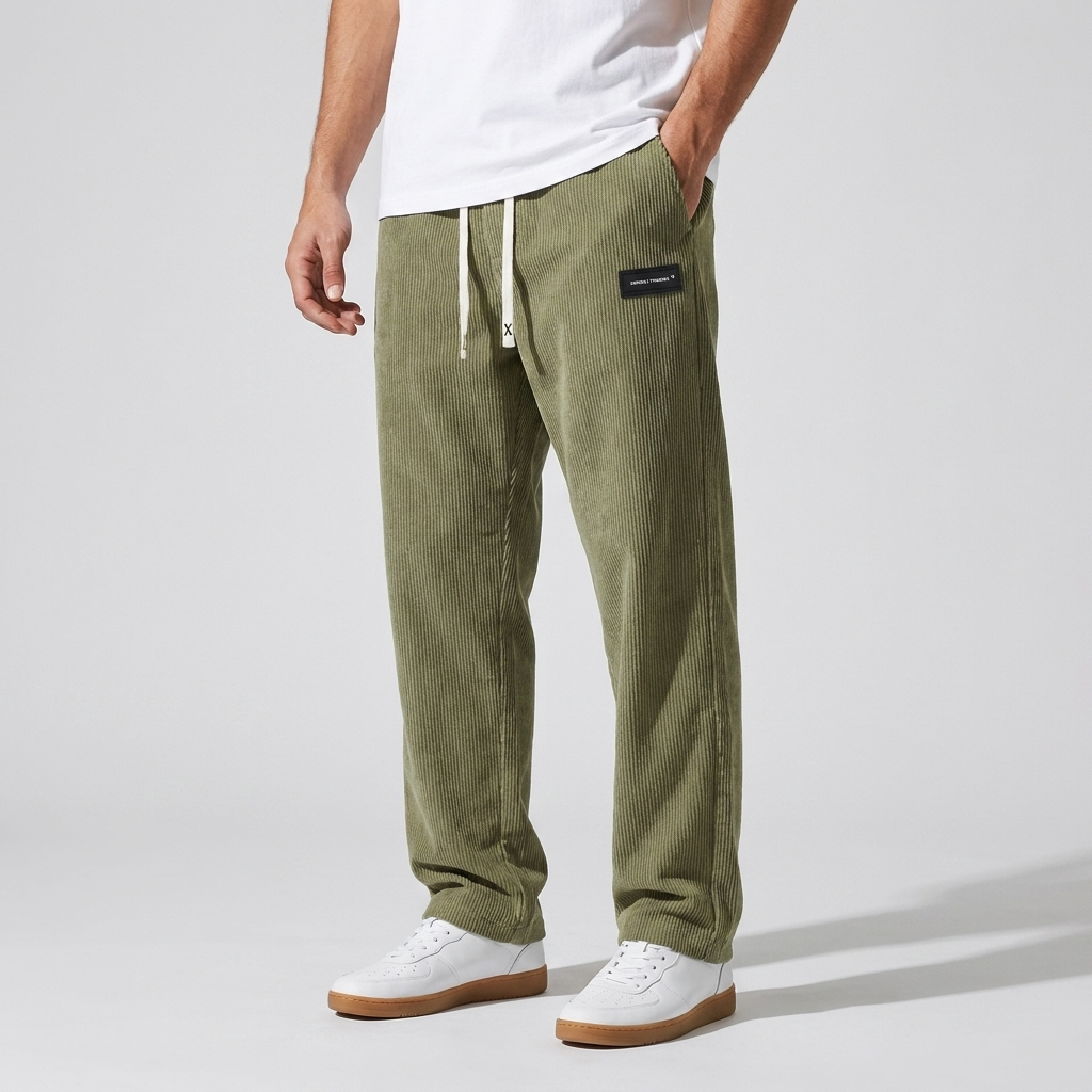 Michael Sydney men's relaxed pants with soft texture, front view