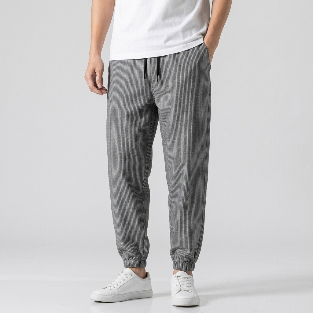 Michael Sydney men's striped pants, front view