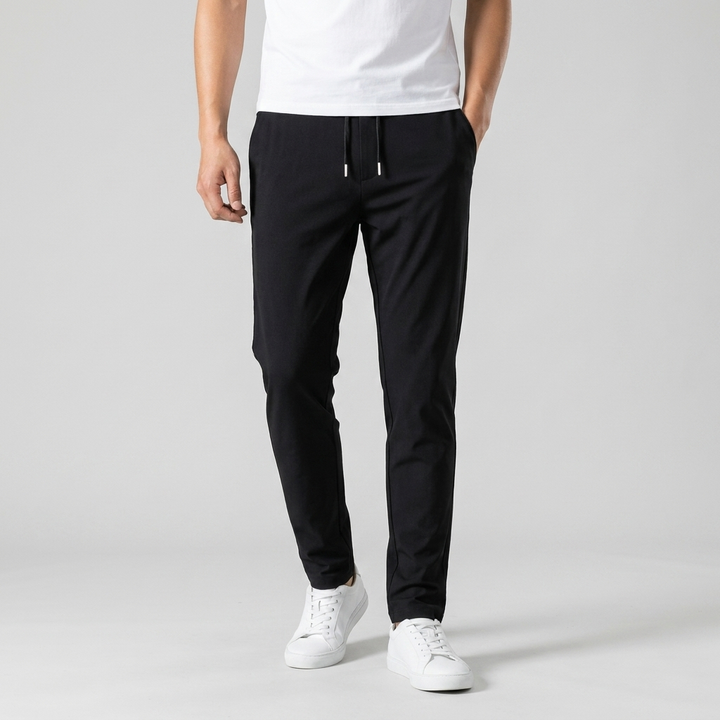 Michael Sydney men's smooth tapered pants, front view