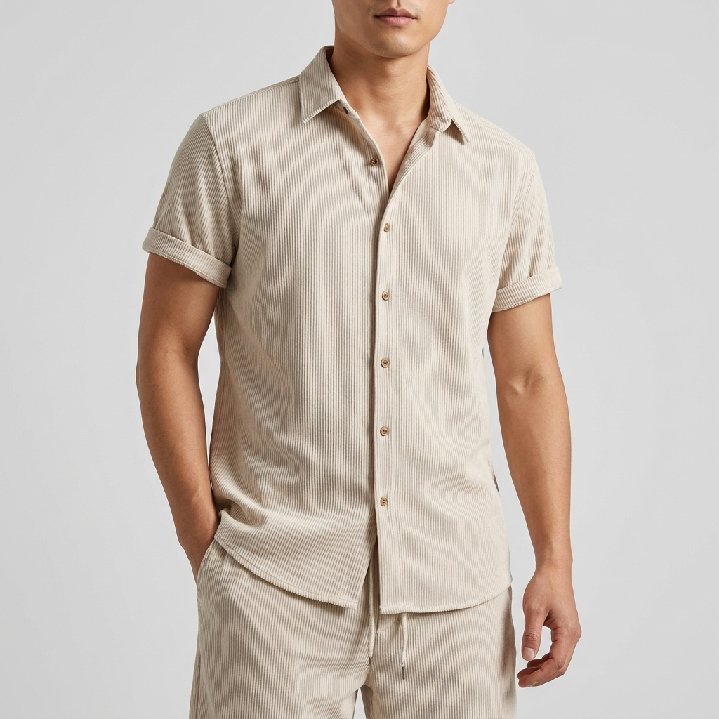 Michael Sydney men's Summer shirt and shorts set, front view