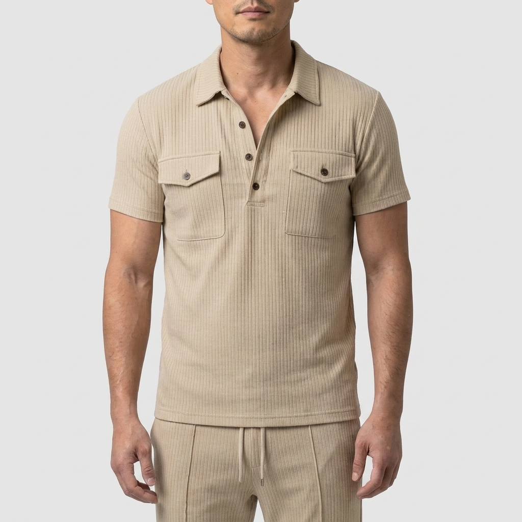 Michael Sydney men's shirt & shorts set, front view