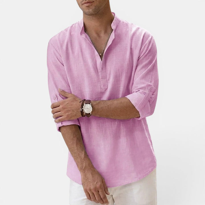 Michael Sydney men's henley shirt, front view
