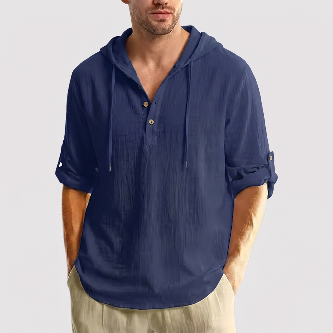 Michael Sydney men's shirt with hood, front view