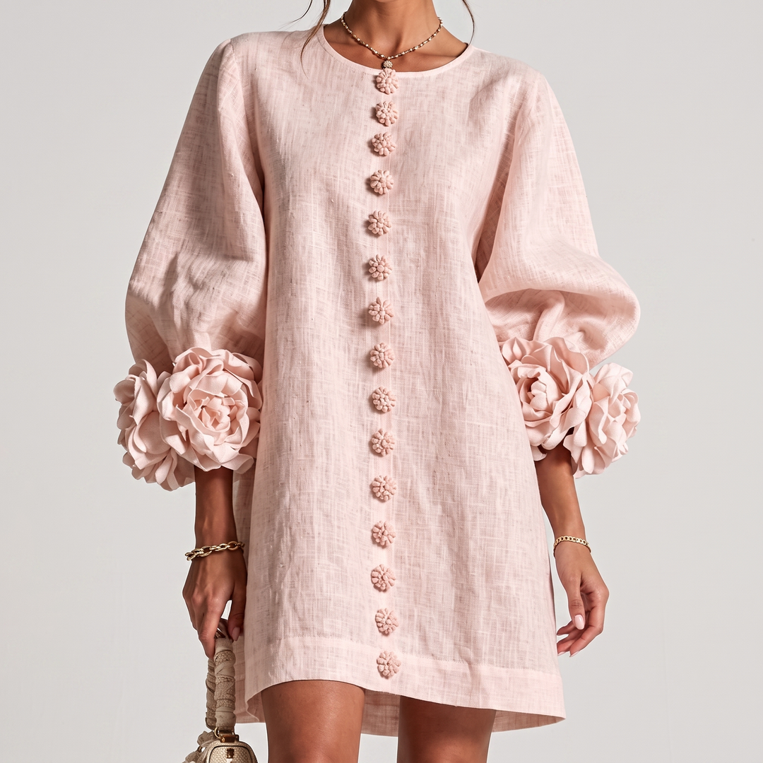 Monique Rosette Sleeve Shift Dress