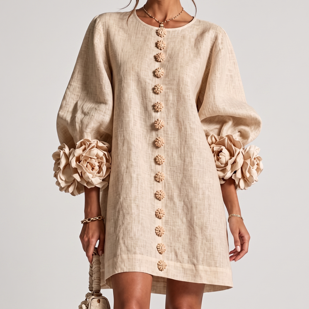 Monique Rosette Sleeve Shift Dress