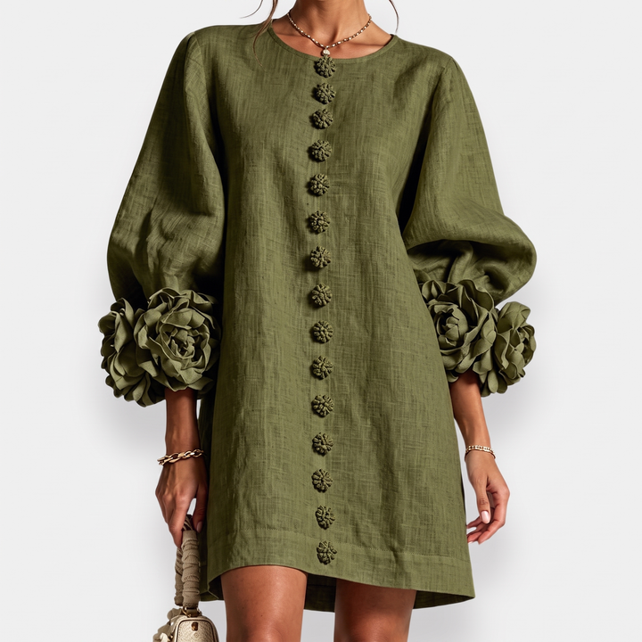 Monique Rosette Sleeve Shift Dress