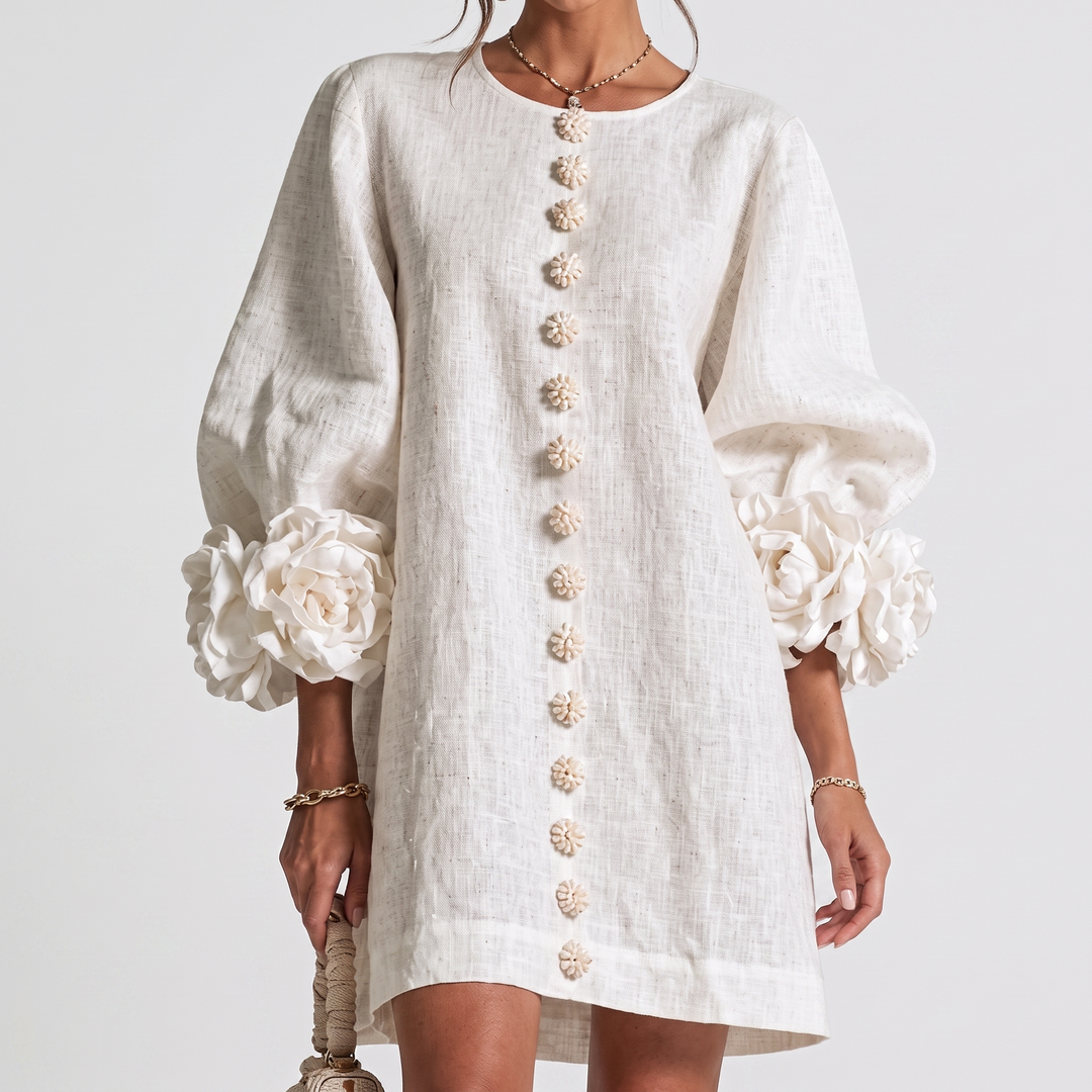 Monique Rosette Sleeve Shift Dress