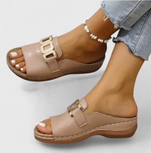 Christine™ | Gold-Trim Comfort Slides