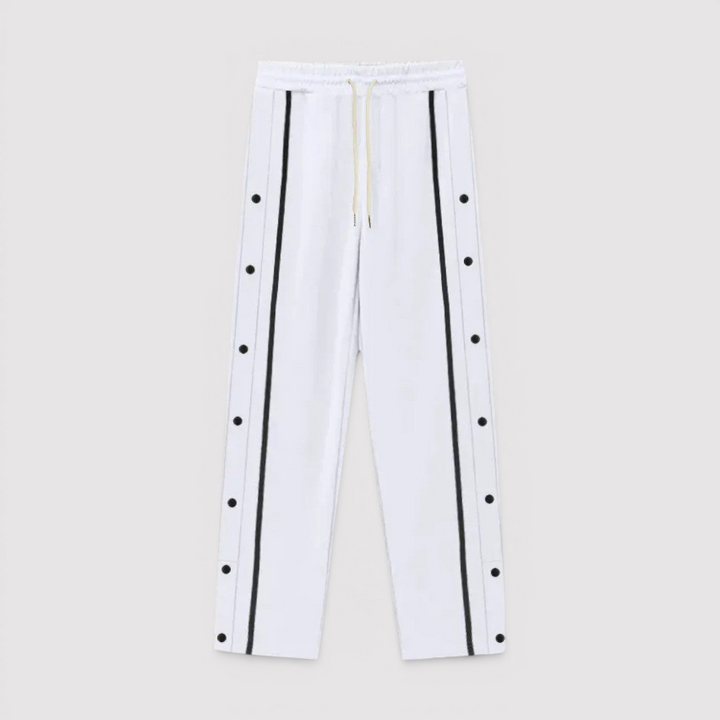 Michael Sydney men's button placket pants, front view