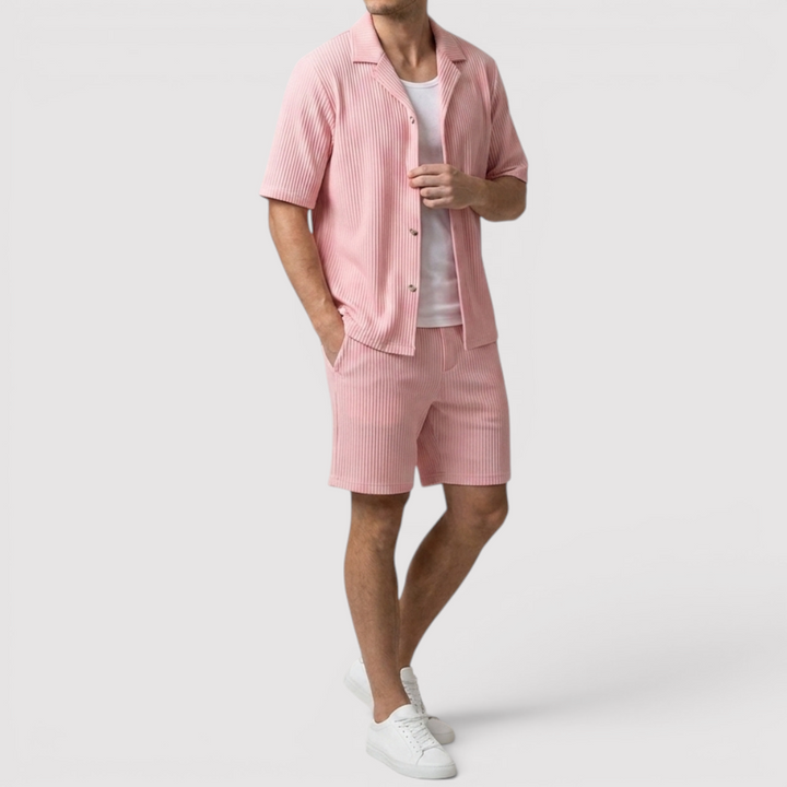 Michael Sydney men's shirt & shorts set, front view