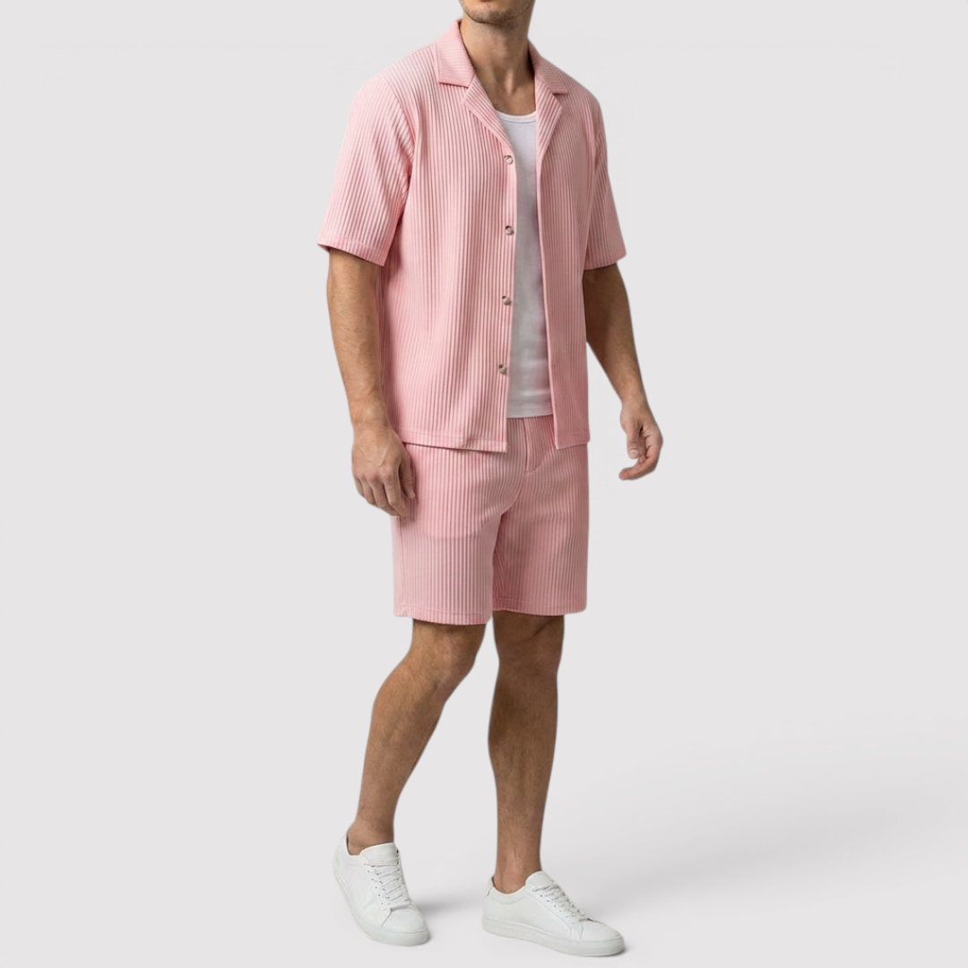 Michael Sydney men's shirt & shorts set, front view
