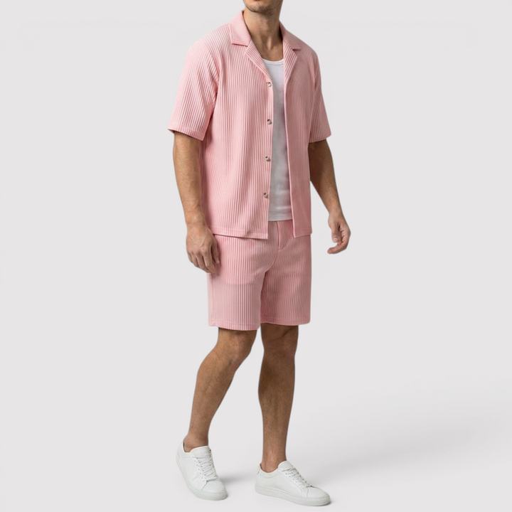 Michael Sydney men's shirt & shorts set, front view