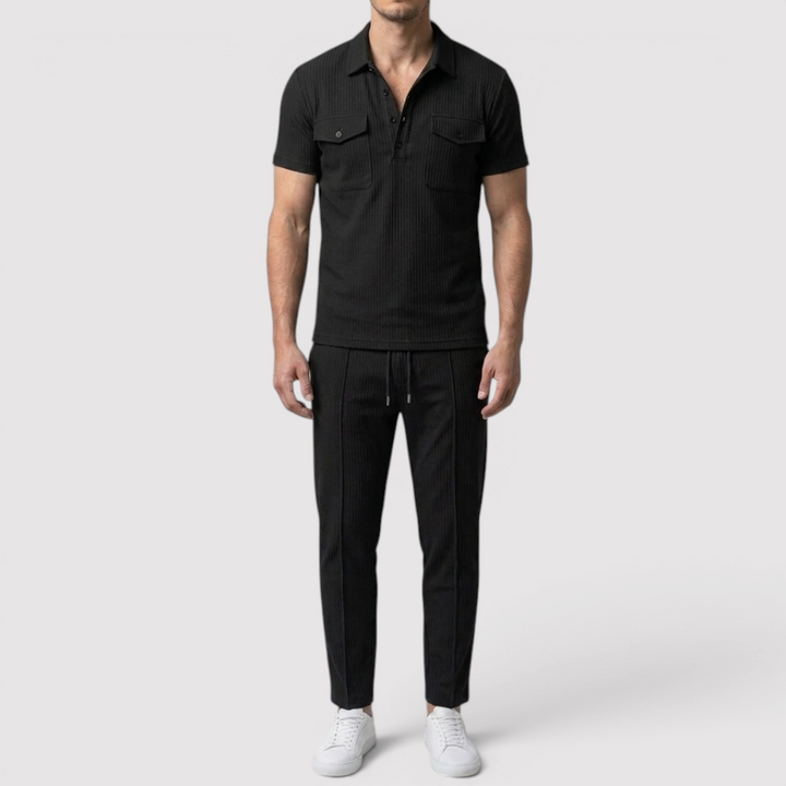 Michael Sydney men's shirt & shorts set, front view