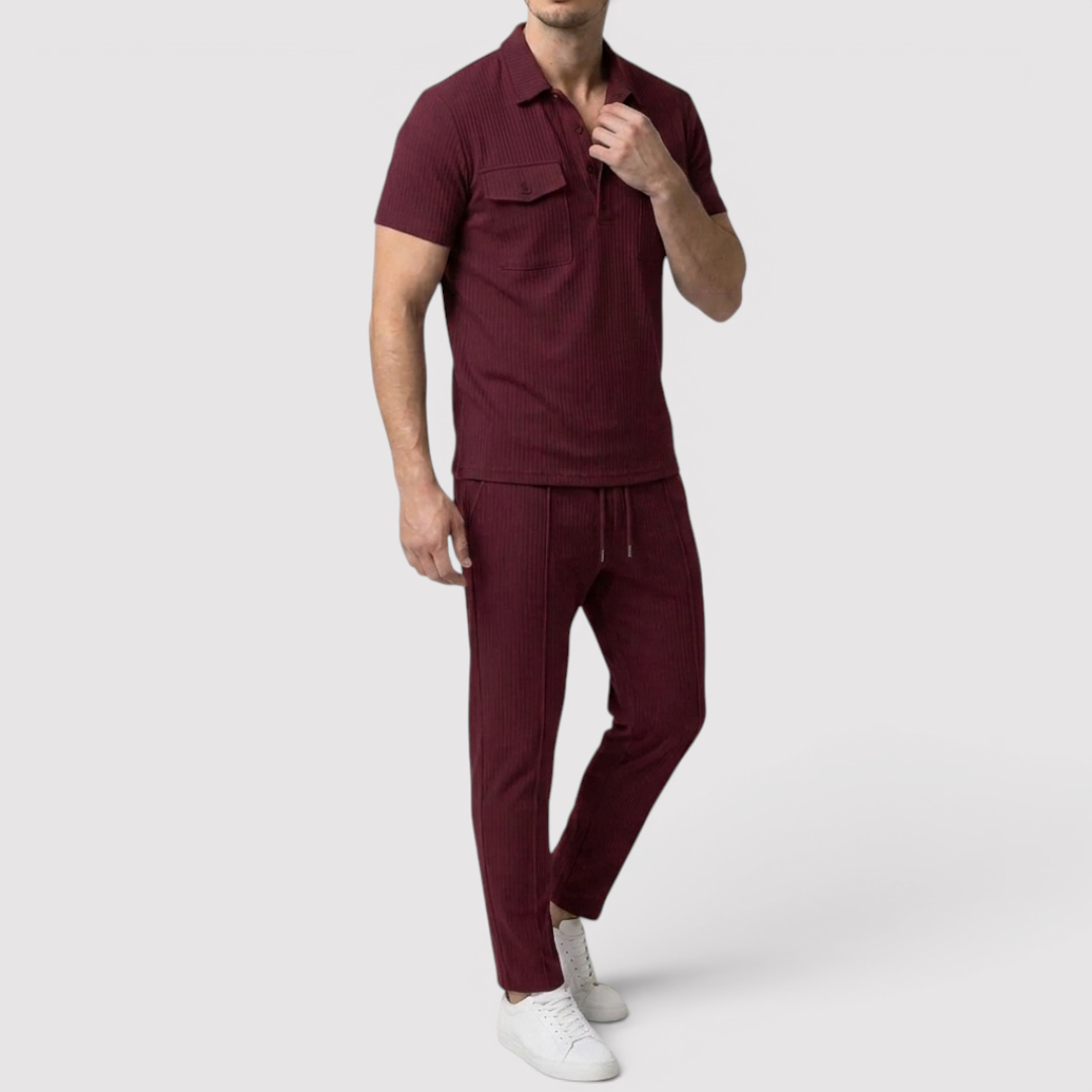 Michael Sydney men's shirt & shorts set, front view