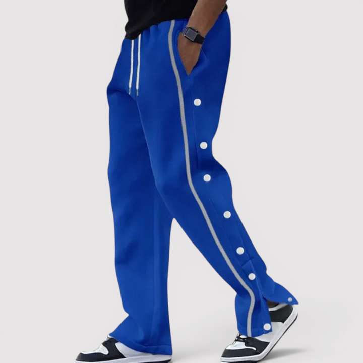 Michael Sydney men's button placket pants, front view