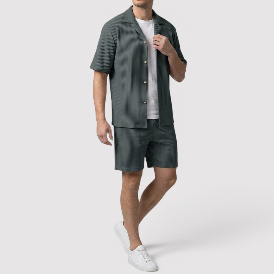 Michael Sydney men's shirt & shorts set, front view