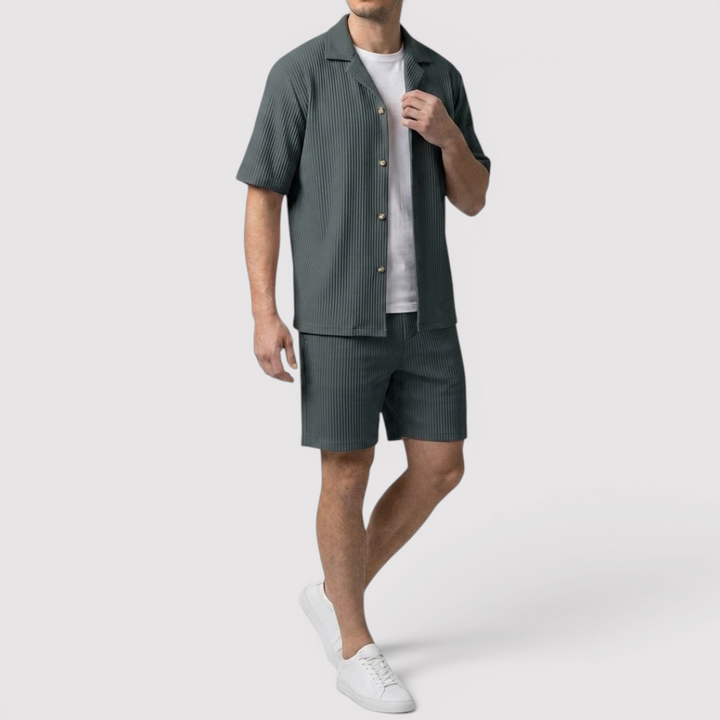 Michael Sydney men's shirt & shorts set, front view