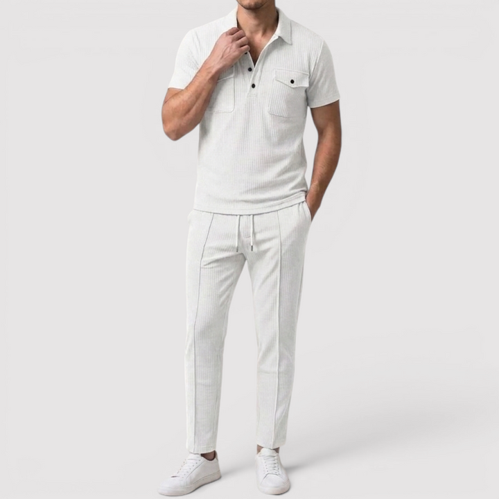 Michael Sydney men's shirt & shorts set, front view