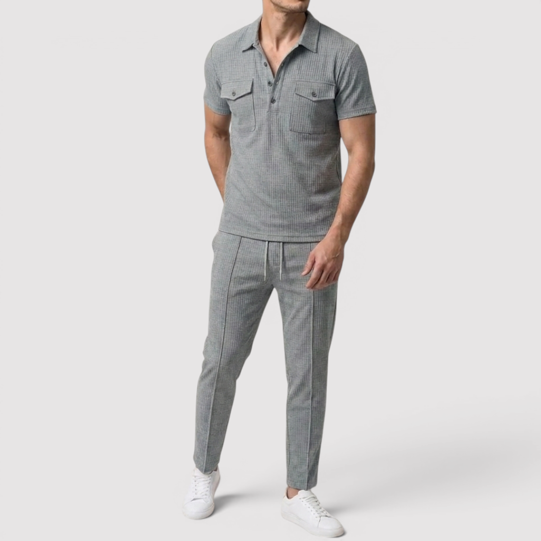 Michael Sydney men's shirt & shorts set, front view