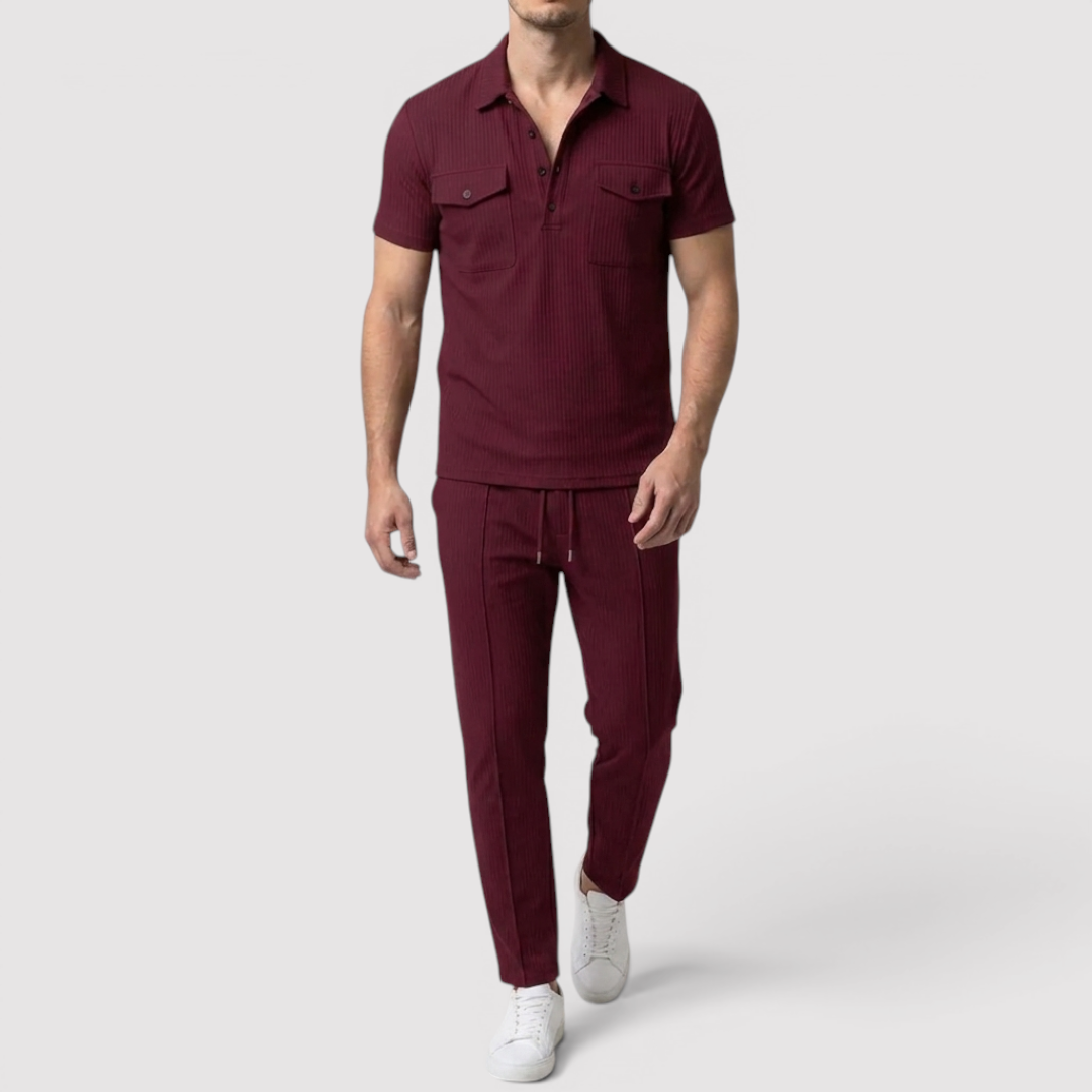 Michael Sydney men's shirt & shorts set, front view