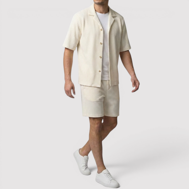 Michael Sydney men's shirt & shorts set, front view