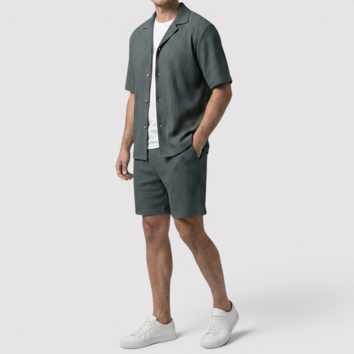Michael Sydney men's shirt & shorts set, front view