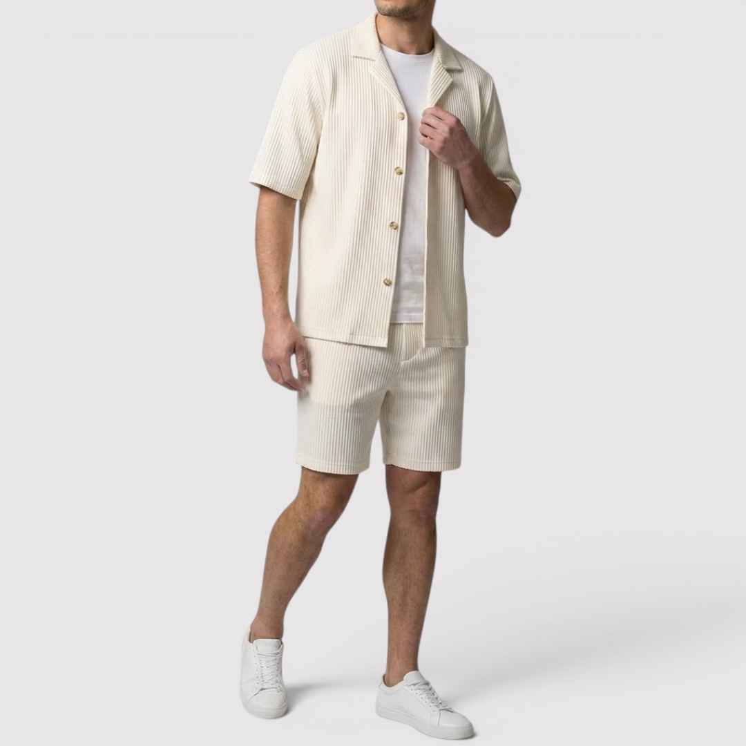 Michael Sydney men's shirt & shorts set, front view