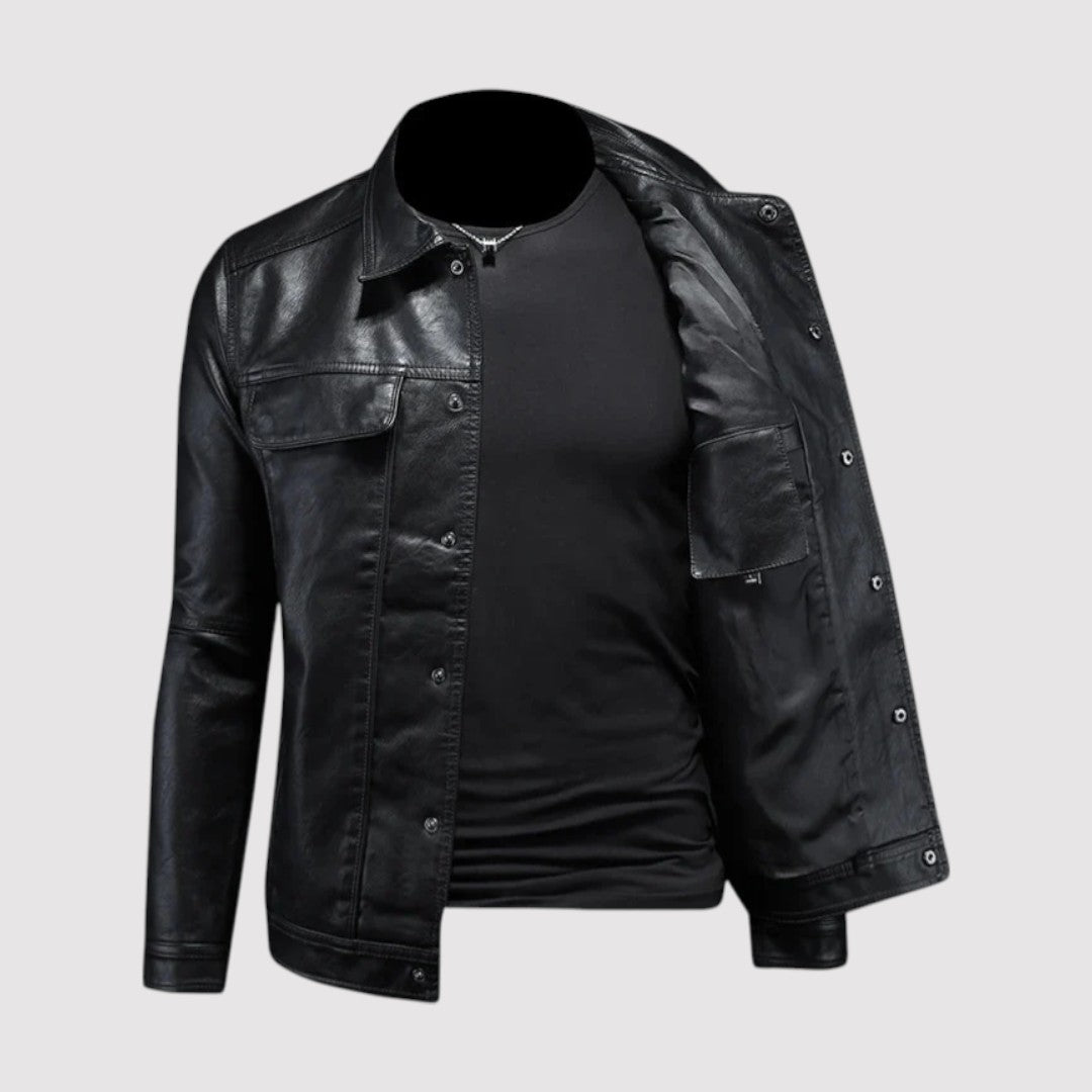 Michael Sydney men's Jacket with Collar and Button Placket, front view