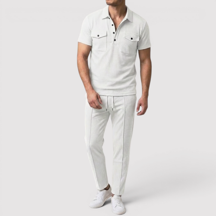 Michael Sydney men's shirt & shorts set, front view