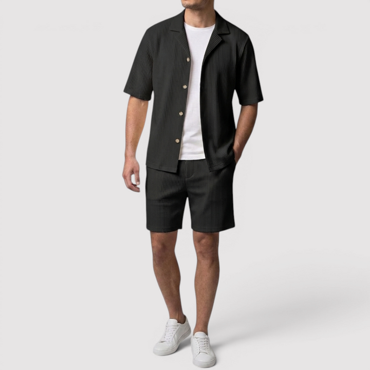 Michael Sydney men's shirt & shorts set, front view