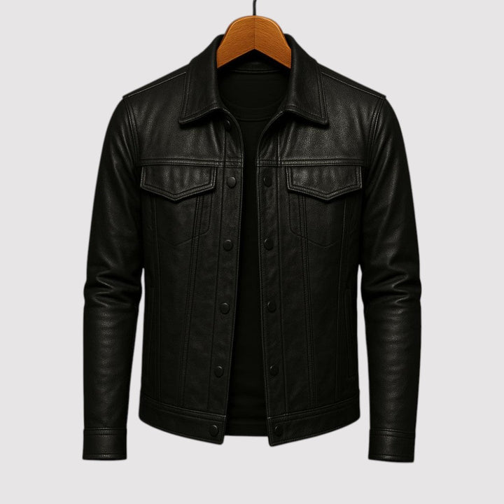 Michael Sydney men's Jacket with Collar and Button Placket, front view