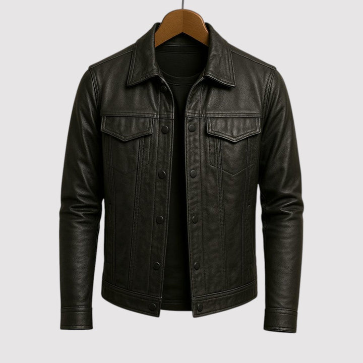 Michael Sydney men's Jacket with Collar and Button Placket, front view