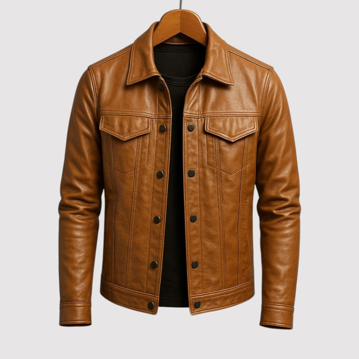 Michael Sydney men's Jacket with Collar and Button Placket, front view