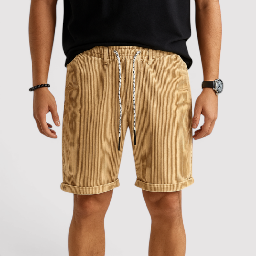 Michael Sydney men's fine ribbed shorts, front view