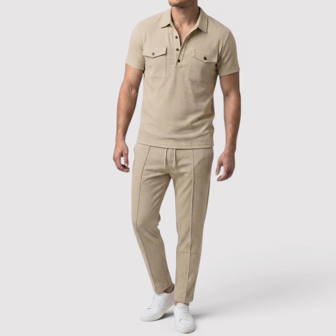Michael Sydney men's shirt & shorts set, front view