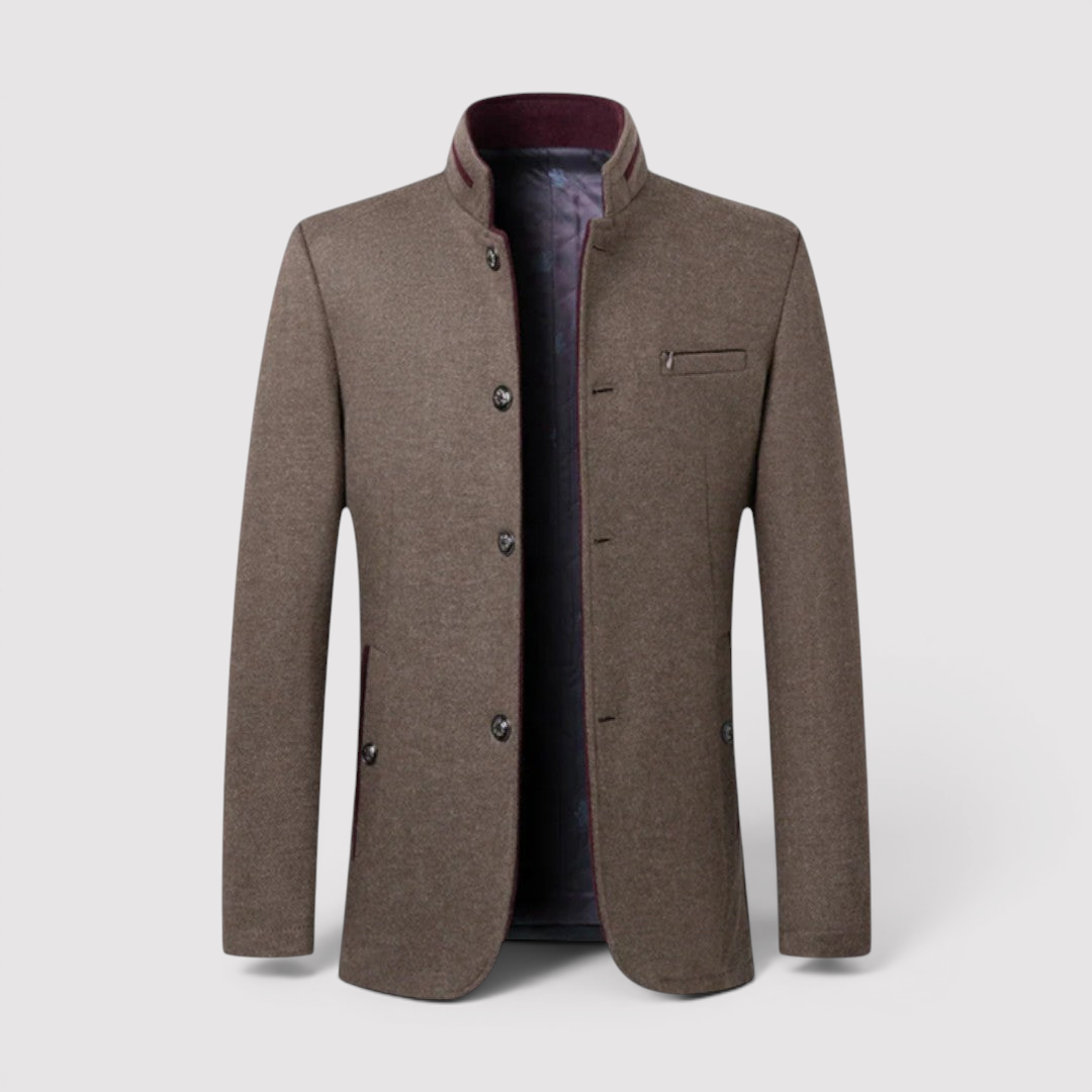 Michael Sydney men's stand-collar blazer, front view