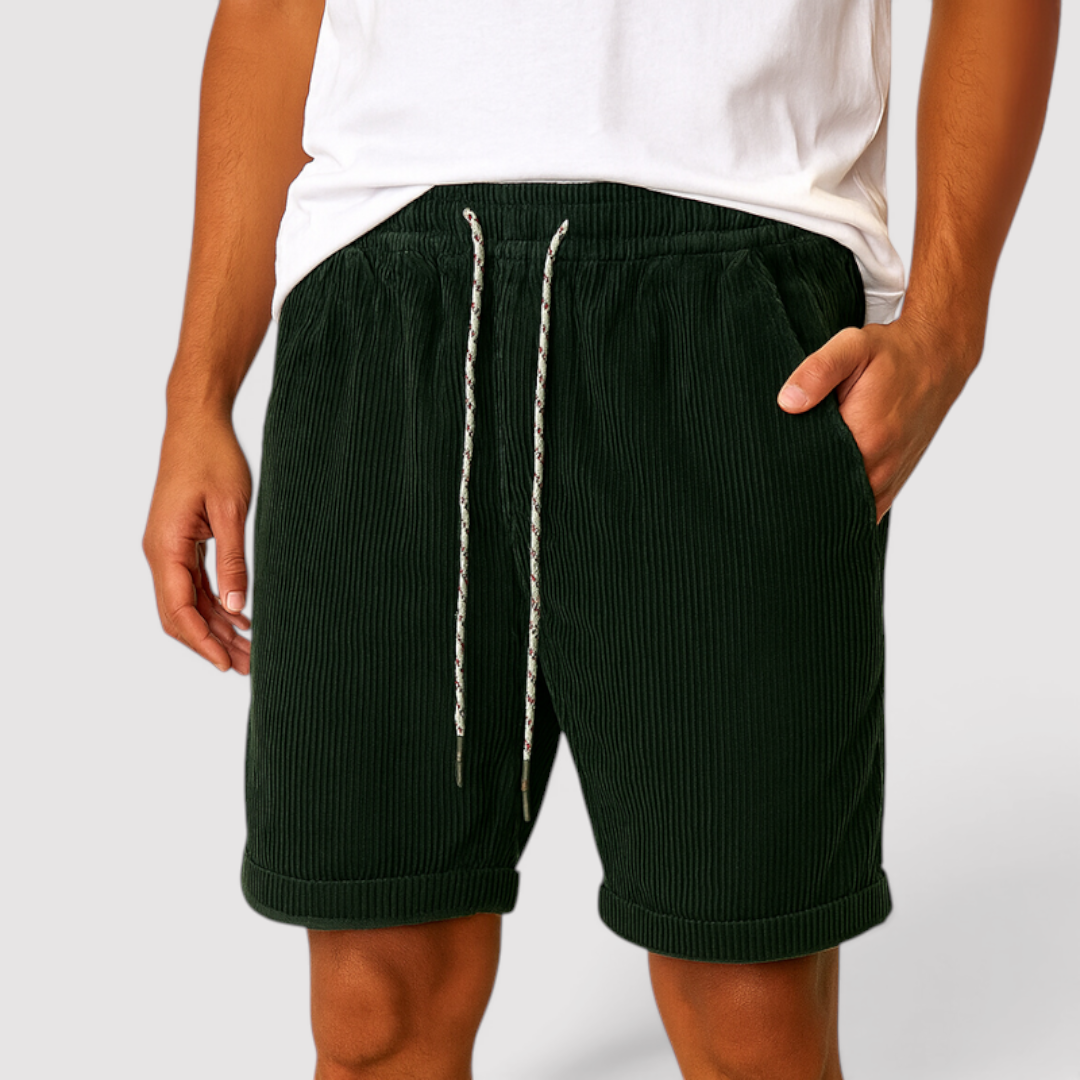 Michael Sydney men's fine ribbed shorts, front view