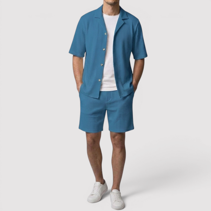 Michael Sydney men's shirt & shorts set, front view