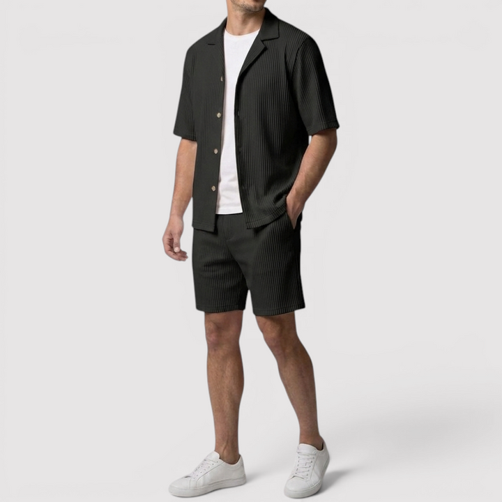 Michael Sydney men's shirt & shorts set, front view