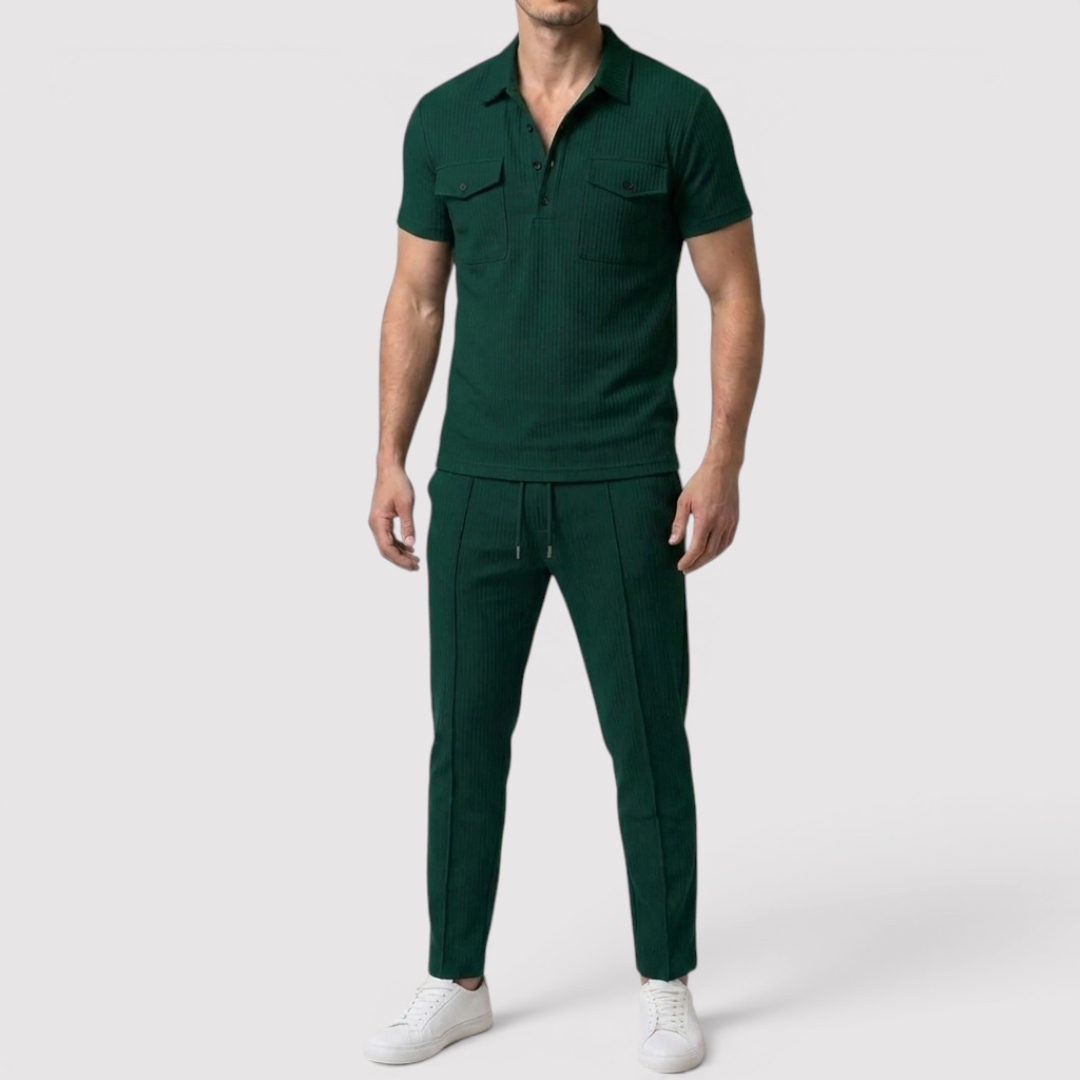 Michael Sydney men's shirt & shorts set, front view