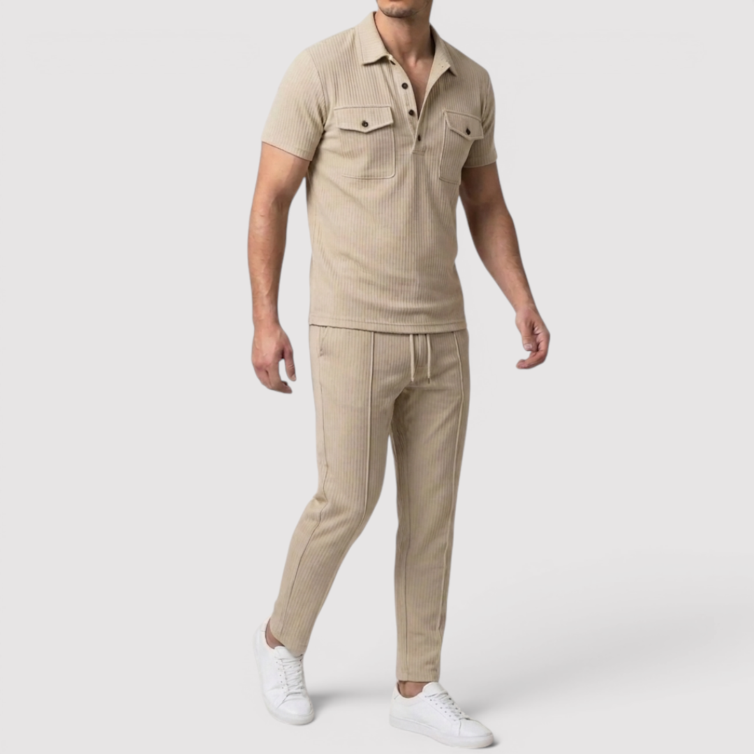 Michael Sydney men's shirt & shorts set, front view