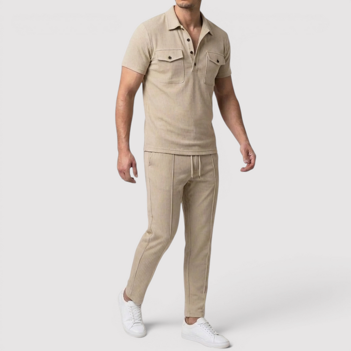 Michael Sydney men's shirt & shorts set, front view