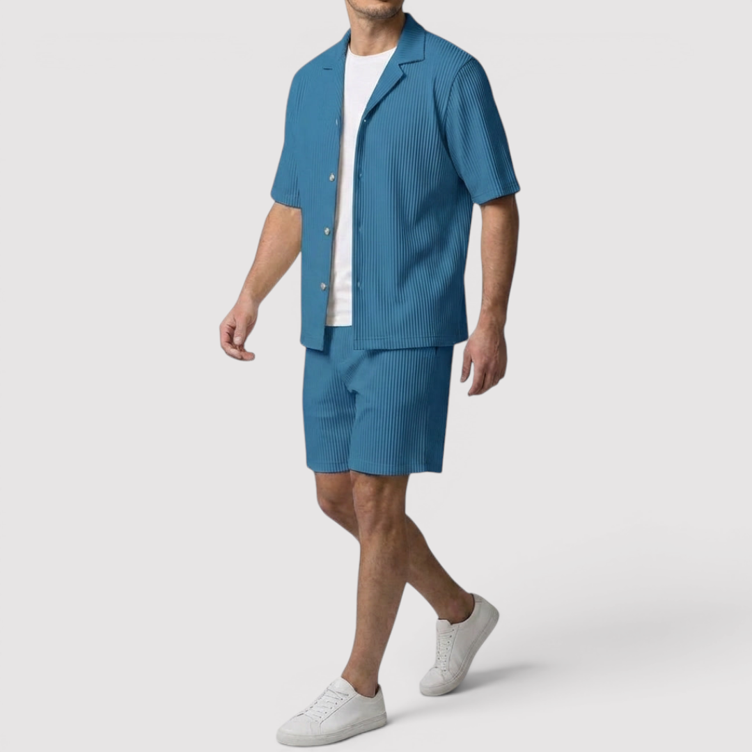 Michael Sydney men's shirt & shorts set, front view