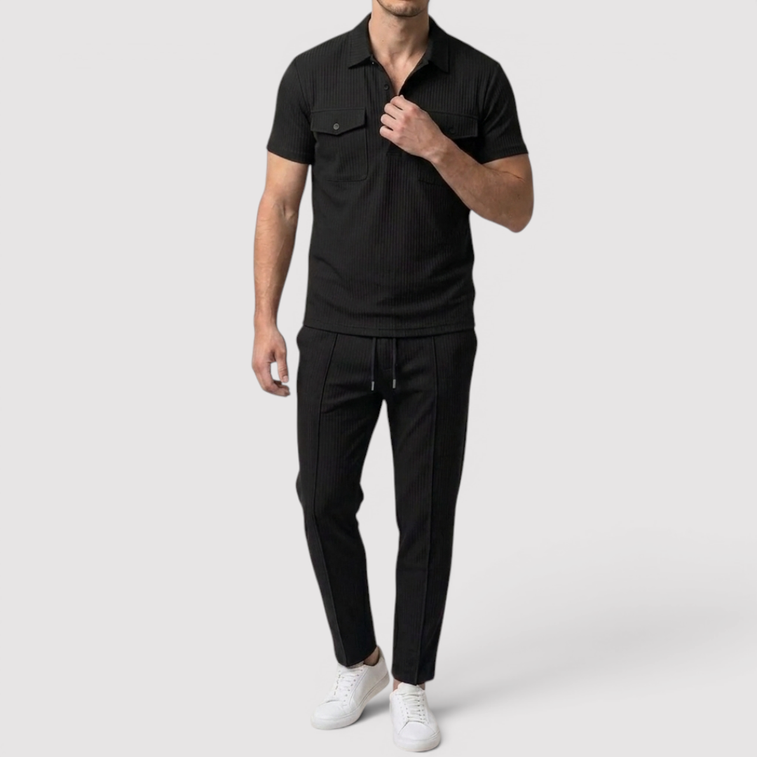 Michael Sydney men's shirt & shorts set, front view