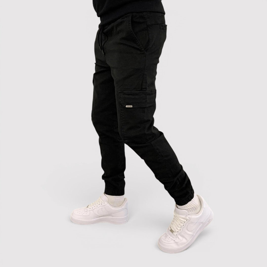 Michael Sydney men's cargo joggers with stretch waistband, front view